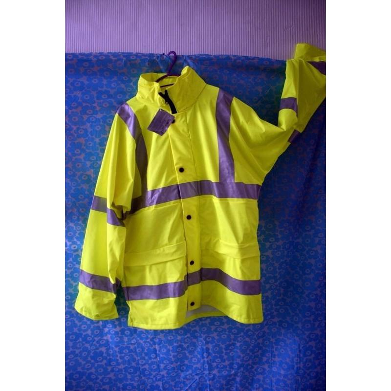 B-Seen PULJ471 Lined Breathable Storm Proof Insulated Hi-Viz Saturn Yellow Security Safety Jacket,