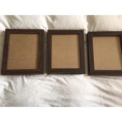 3 large brown photo frames