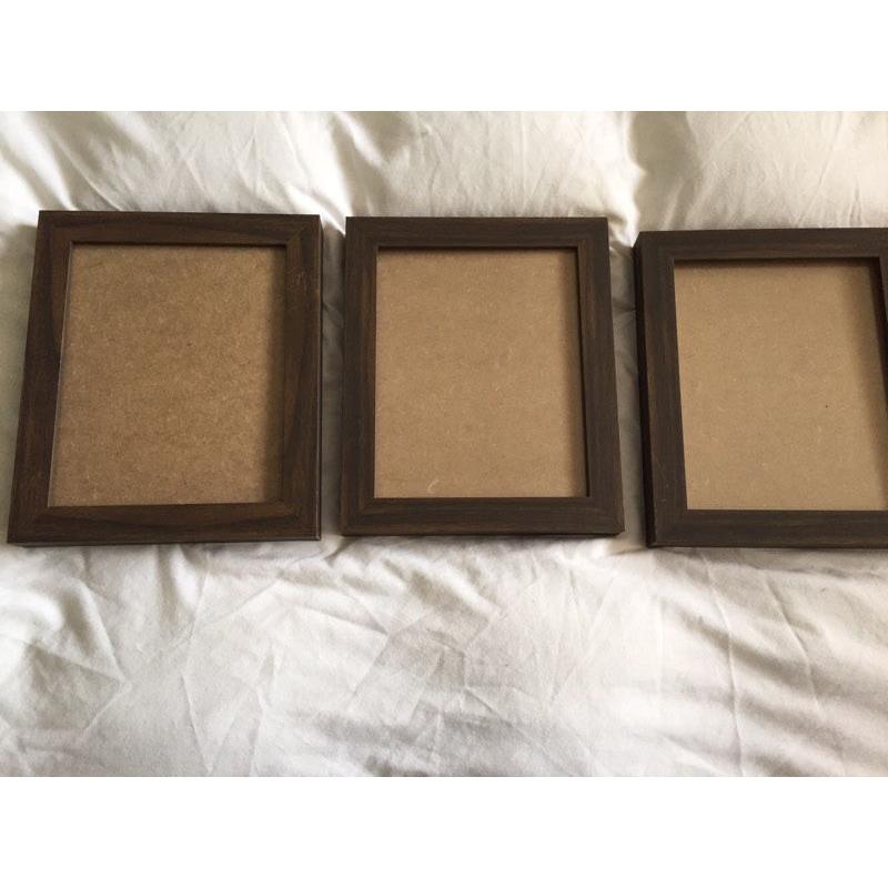 3 large brown photo frames