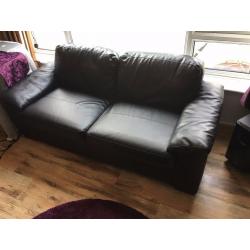 2 Seater Black Faux Leather Sofa