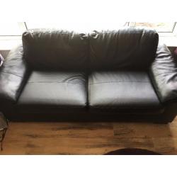 2 Seater Black Faux Leather Sofa