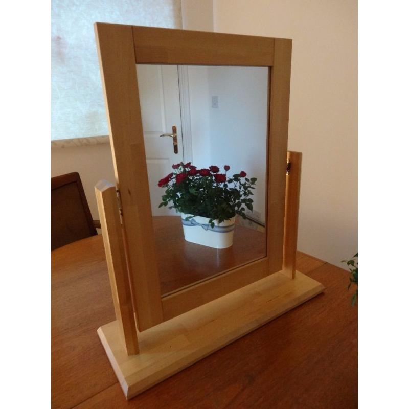 Pine mirror with base - ideal for use on a chest of drawers or dresser