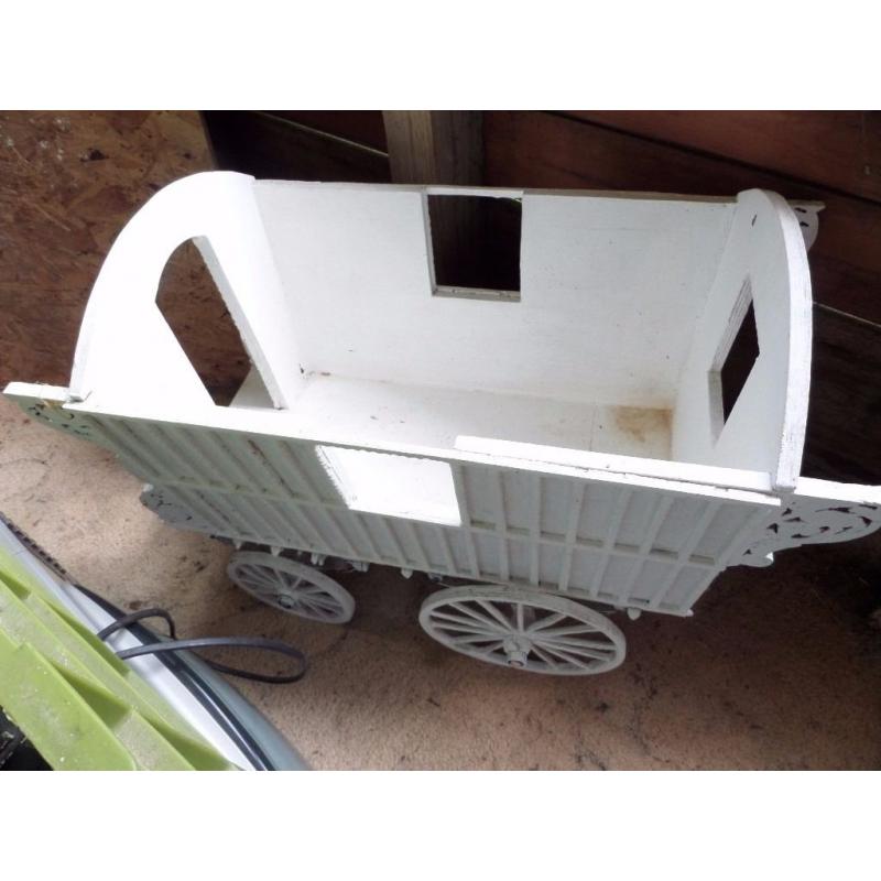 Hand crafted vintage wooden caravan, Barbie doll sized