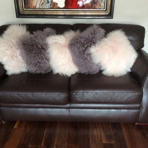 Fluffy Fur Cushions 3 Baby Pink 2 Dark Lillac 5 total cushions in total