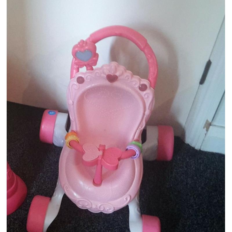 baby girls pram and kids guitar