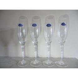 Set of 4 Royal Doulton Crystal Champagne Flutes Glasses Oxford Design