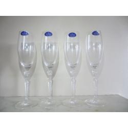 Set of 4 Royal Doulton Crystal Champagne Flutes Glasses Oxford Design