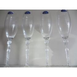 Set of 4 Royal Doulton Crystal Champagne Flutes Glasses Oxford Design