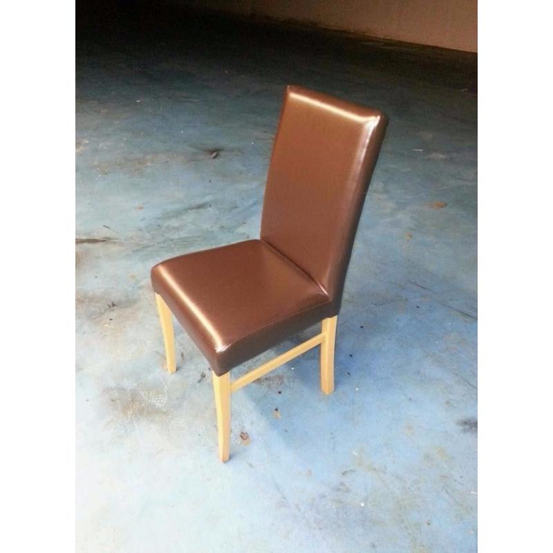 14 x lovely solid brown leather dining table chairs