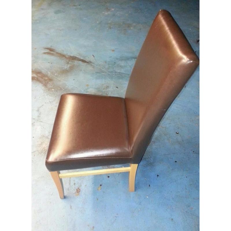14 x lovely solid brown leather dining table chairs
