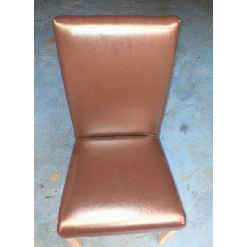 14 x lovely solid brown leather dining table chairs
