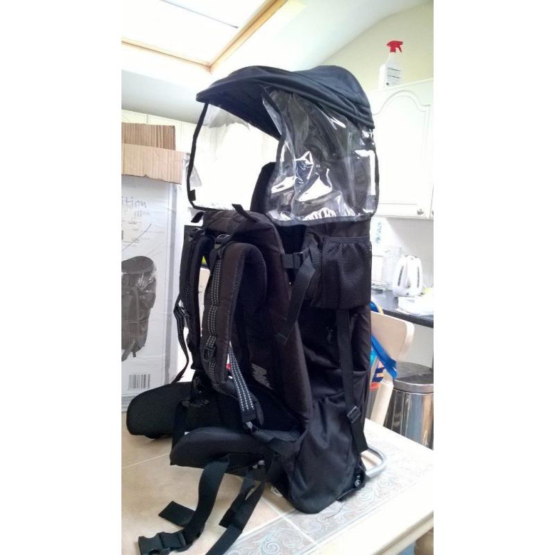 Baby Back pack with hood. Baby Weavers Expedition