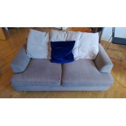 Cream canvas two person sofa