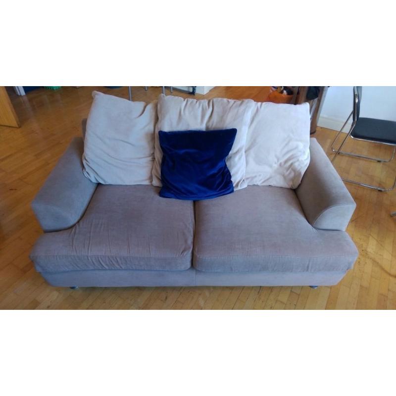 Cream canvas two person sofa