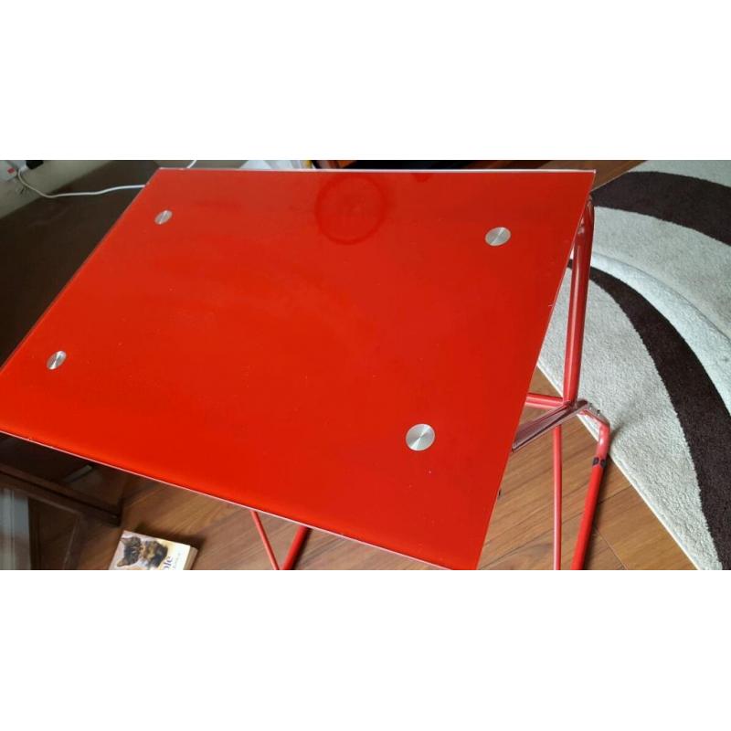 Red office table glass top