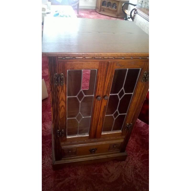 Solid Oak Stereo / Display Cabinet
