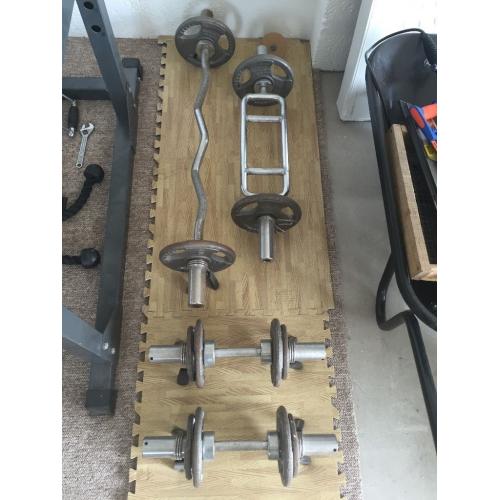 BodyMax Power Cage with Lat pull down attachment,100kg weight stack, Weight bench, bars and plates.