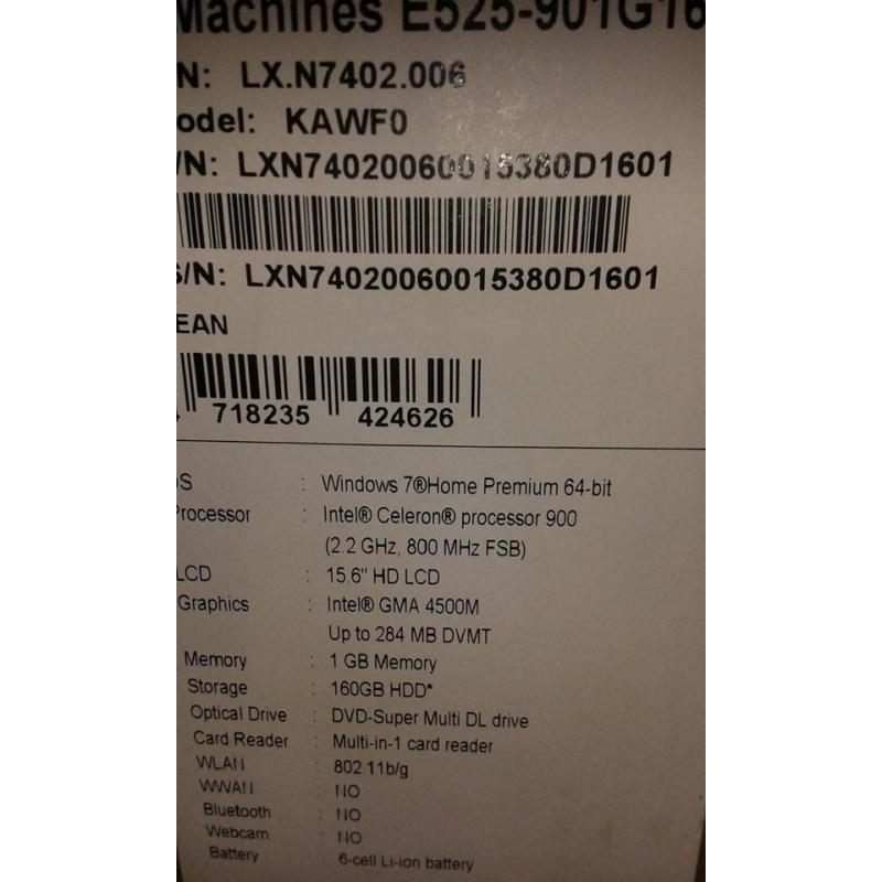 laptop for sale - emachines E525-901G16Mi