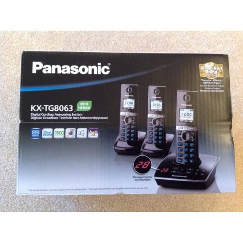BRAND NEW PANASONIC TRIPLE CORDLESS PHONES WITH ANSWERPHONE