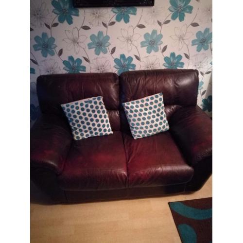 Brown leather sofa and armchair for sale - must be able to collect
