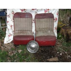 Morris Minor 1959/1960 Front Cart seats and Hub caps.