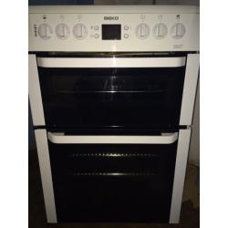 White Beko double oven cooker