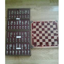 Chess set very unusual glass and copper with 4 sets of chess pieces