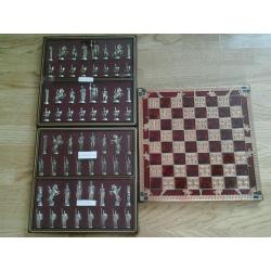Chess set very unusual glass and copper with 4 sets of chess pieces