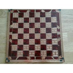 Chess set very unusual glass and copper with 4 sets of chess pieces