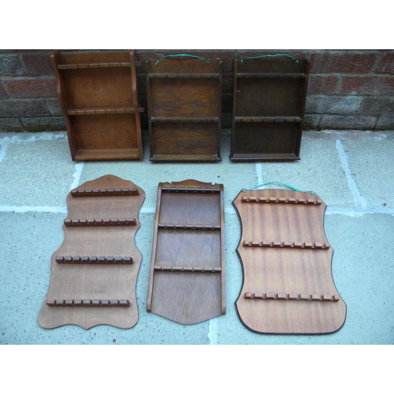 6 wall mounted wooden spoon collection display cases for up to 100 items