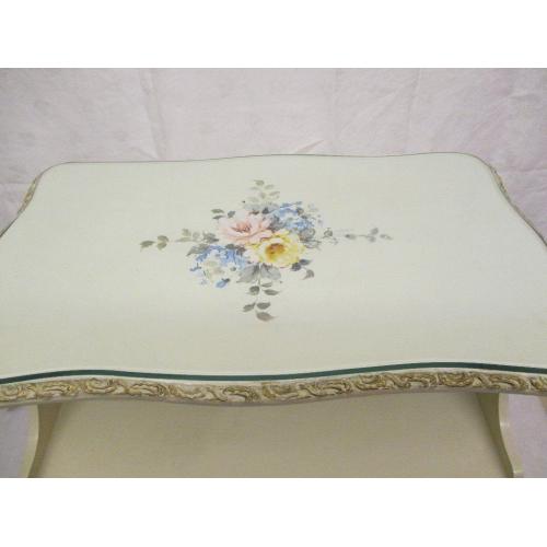 VINTAGE SHABBY CHIC STYLE BEDSIDE CABINET HAND PAINTED WITH FLOWERS AND SIGNED FREE DELIVERY