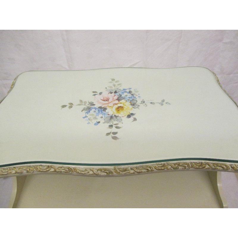 VINTAGE SHABBY CHIC STYLE BEDSIDE CABINET HAND PAINTED WITH FLOWERS AND SIGNED FREE DELIVERY
