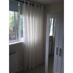cream eyelet curtains, 90" drop