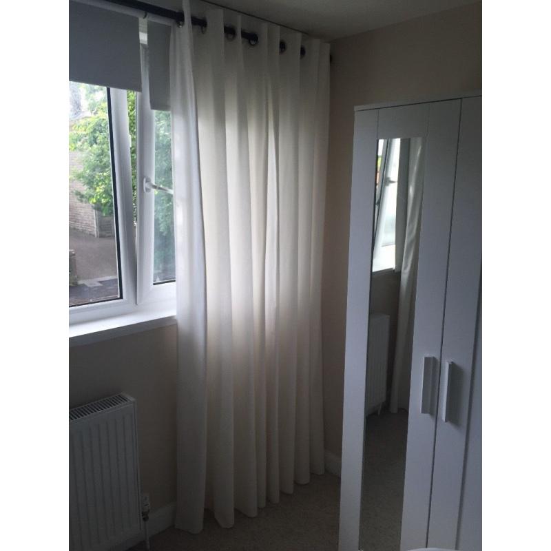 cream eyelet curtains, 90" drop