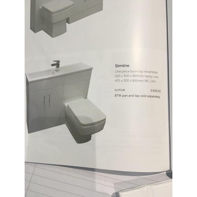 Slimline bathroom furniture gloss white