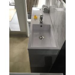 Slimline bathroom furniture gloss white