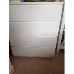 Malm four drawer chest of drawers white