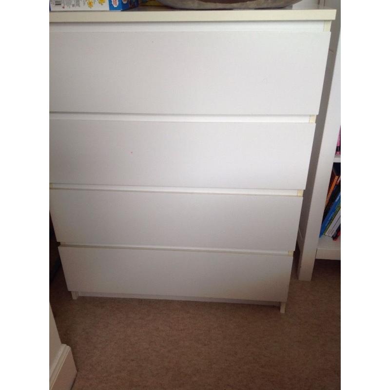 Malm four drawer chest of drawers white