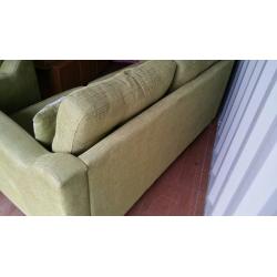 LUSH 2 YEAR OLD DFS PISTACHIO GREEN SOFA & MATCHING ARMCHAIR FOR SALE.