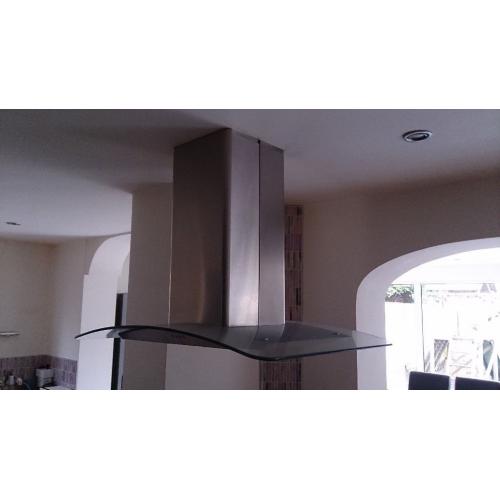 Island Cooker Hood (Trident) in Glass and Stainless Steel. VGC
