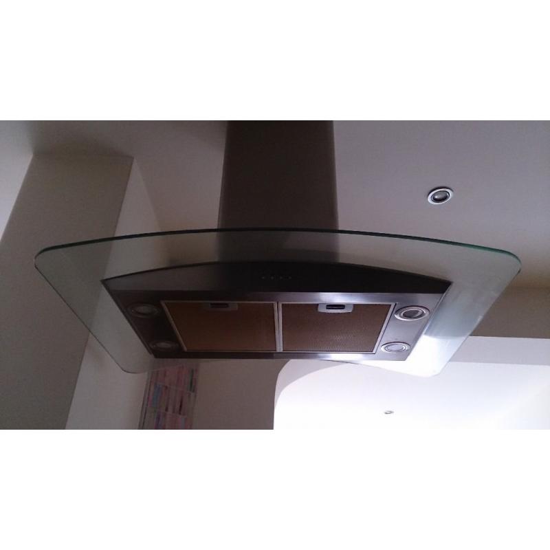 Island Cooker Hood (Trident) in Glass and Stainless Steel. VGC