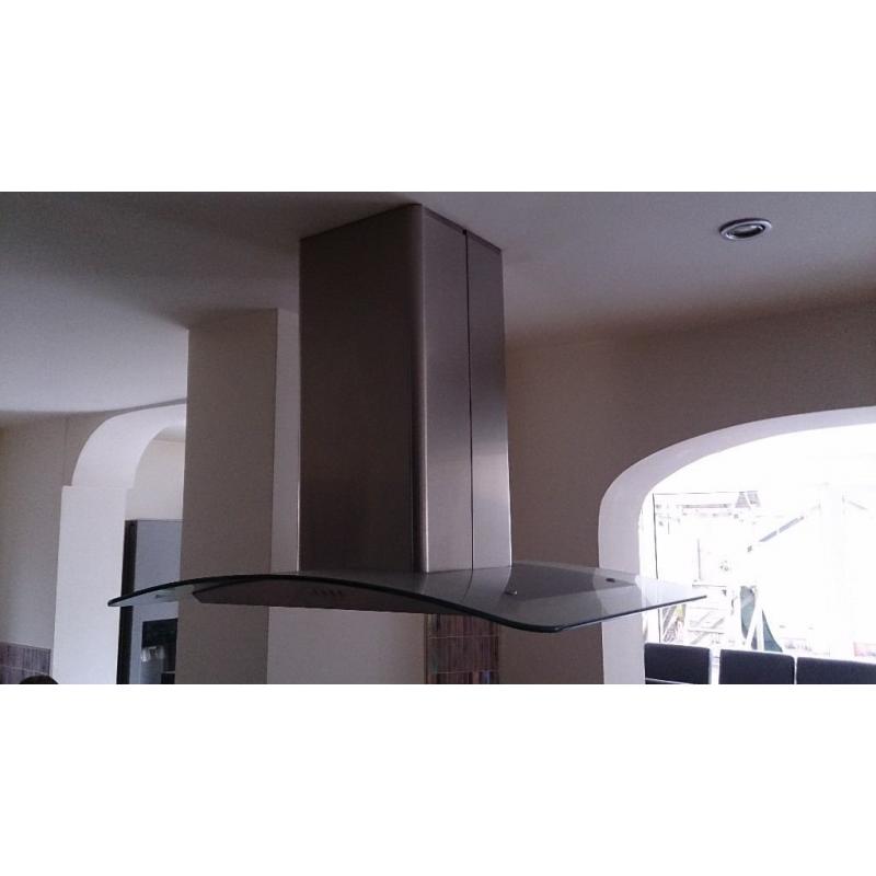 Island Cooker Hood (Trident) in Glass and Stainless Steel. VGC