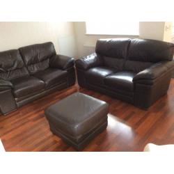 Brown leather suuite