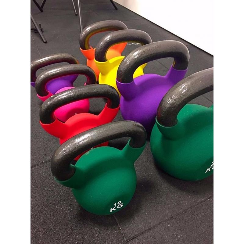 8 Brand New coloured Kettlebell Set