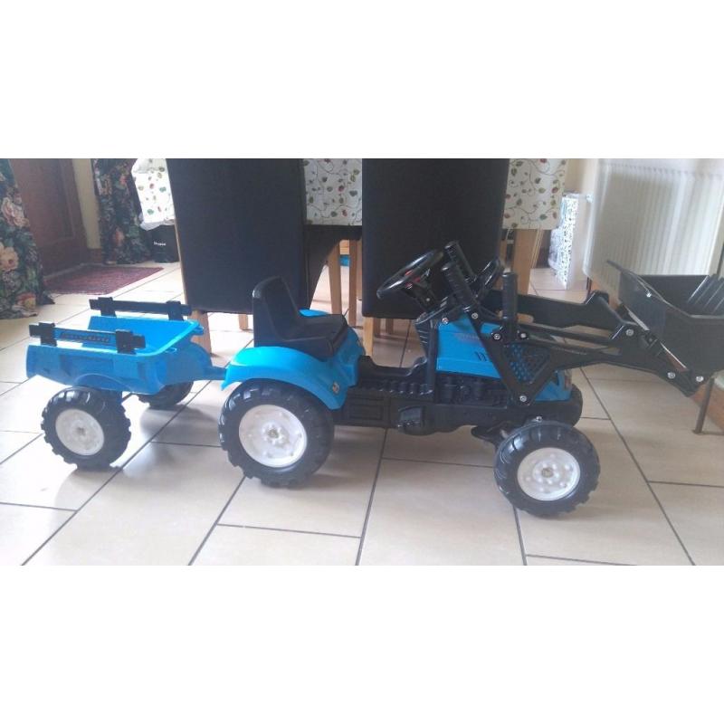 Blue toy tractor