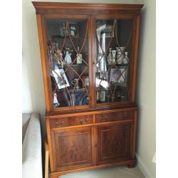 Wooden Glass Display Cabinet (Also Comes Complete With A Smaller Storage Unit)