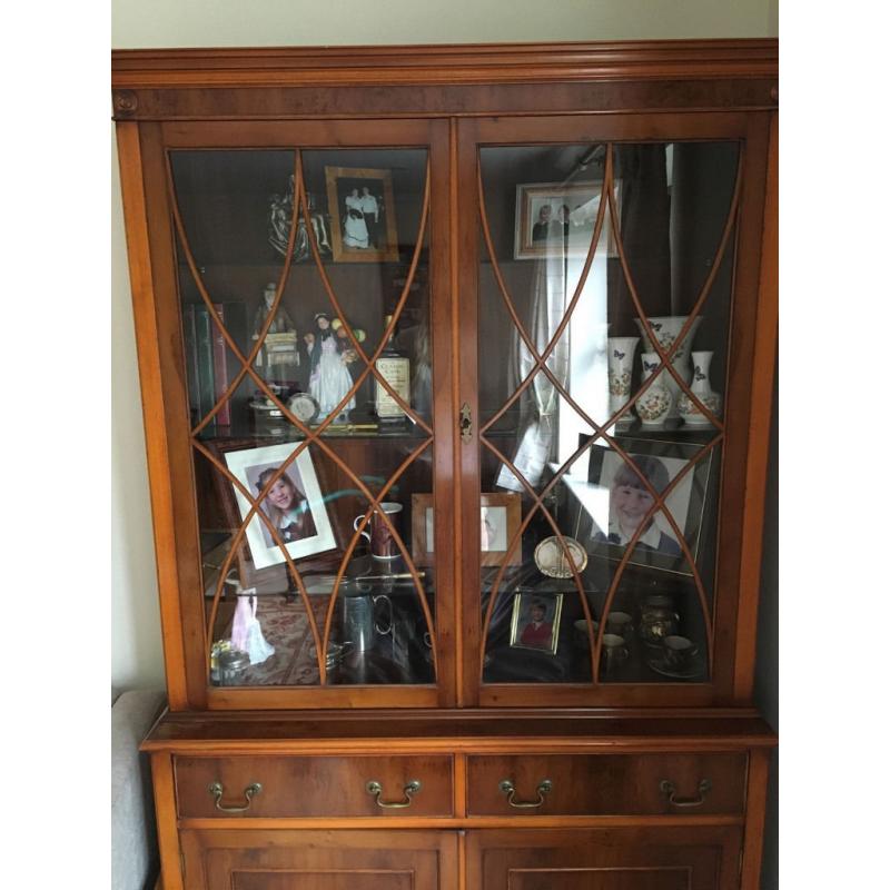 Wooden Glass Display Cabinet (Also Comes Complete With A Smaller Storage Unit)