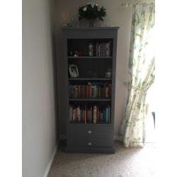 Small bookcase painted in grey chalk paint