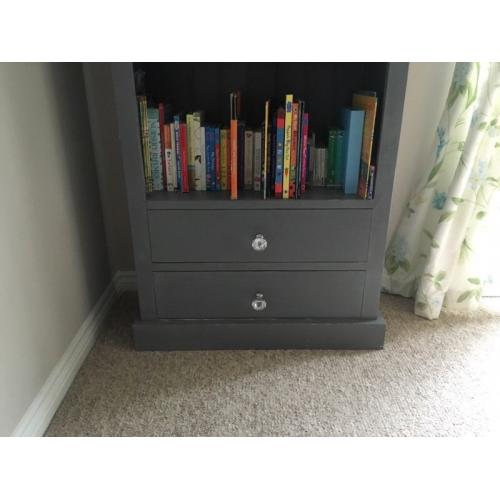 Small bookcase painted in grey chalk paint