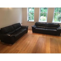 3 seater black leather sofas